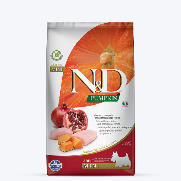 Farmina N&D Pumpkin Chicken & Pomegranate Grain Free Mini Breed Adult Dry Dog Food
