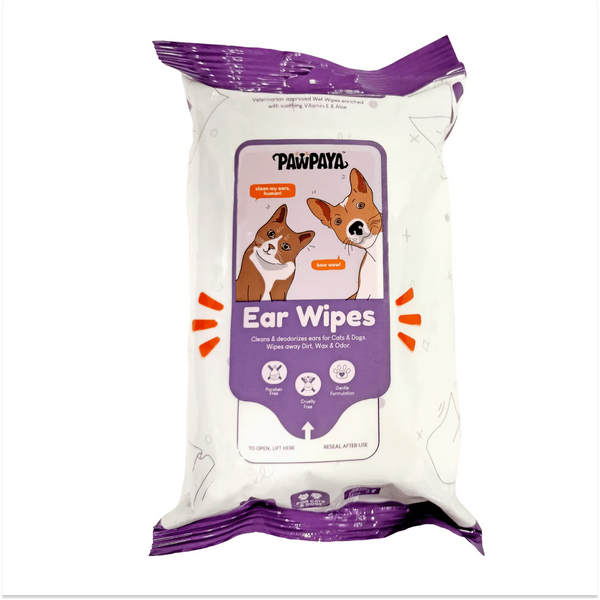 Pawpaya Pet Ear Wipes Made for All Cats and Dogs 25 Wipes