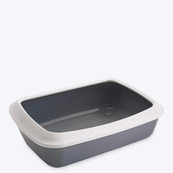 Savic IRIZ Cat Litter Tray with Rim - Cold Grey - 17 x 12 x 5 inch