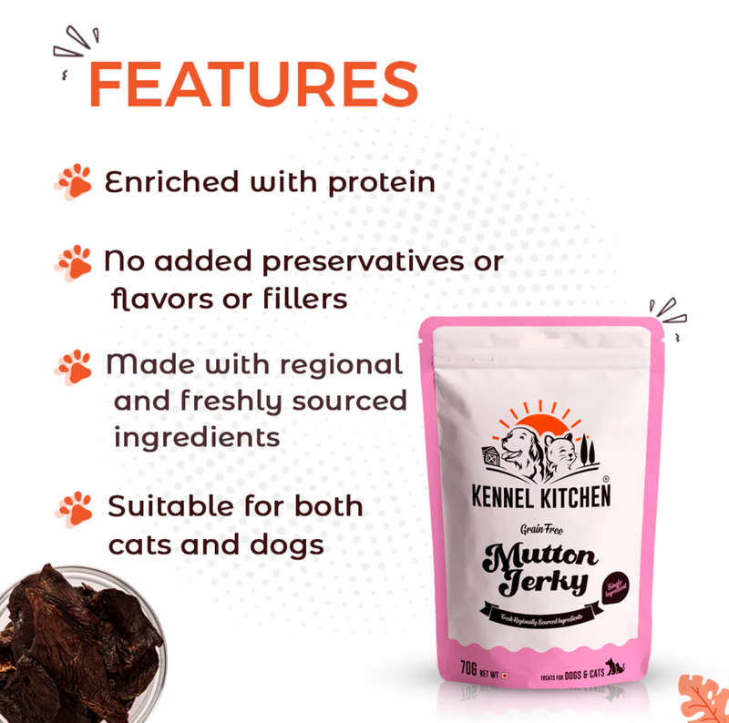 Grain Free Mutton Jerky - Pack of 2 (70gm*2)