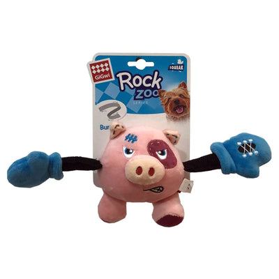 "Rock Zoo 'King Boxer' Pig With Squeaker & Crinkle Paper  Plush/Bungee Arm"