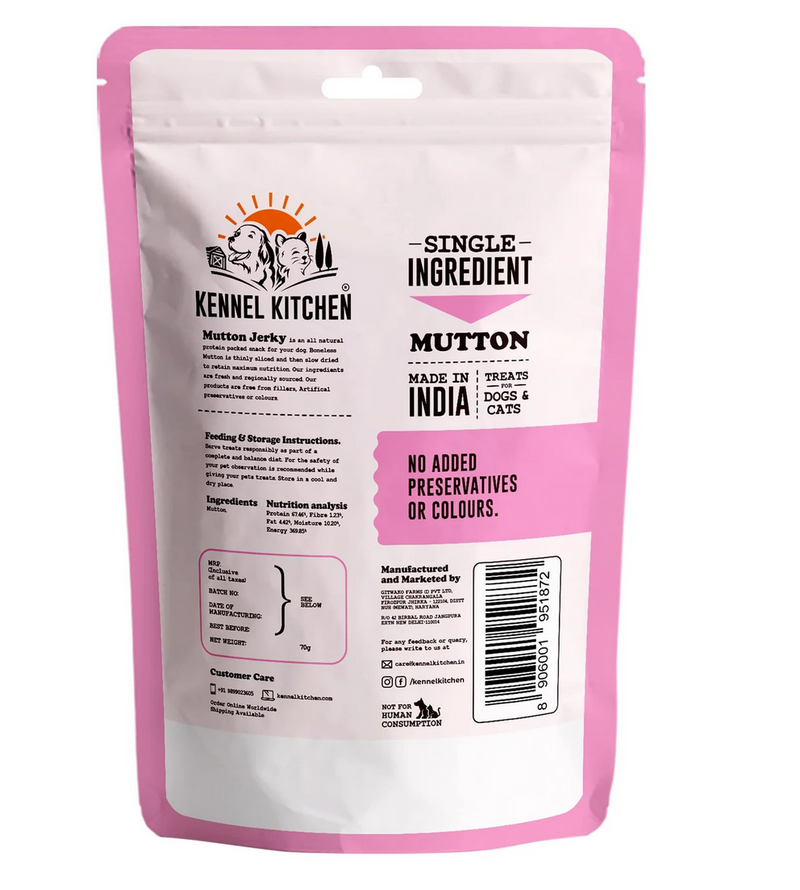 Grain Free Mutton Jerky - Pack of 2 (70gm*2)